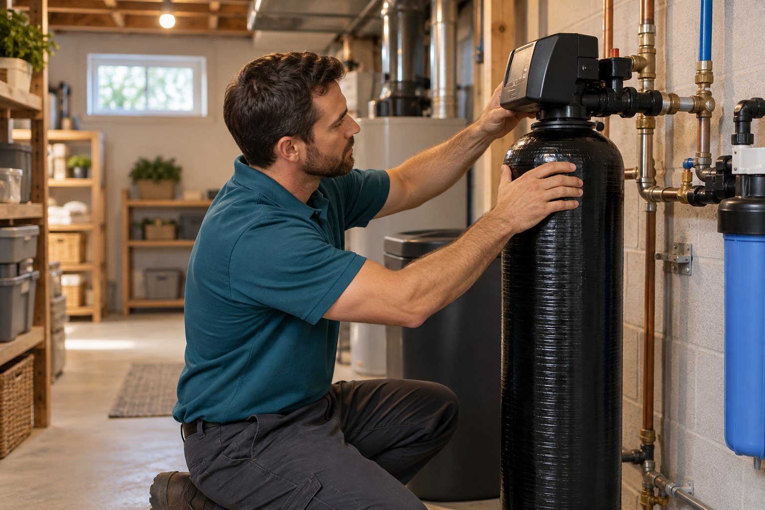 Water filtration installation in a residential setting
